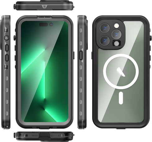 Waterproof Case for iPhone 14 Pro Max, Snowproof Dropproof Shockproof iPhone 14 Pro Max Cases with Built-in Screen Protector (Black)...