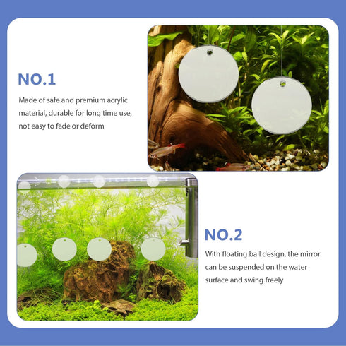 ULTECHNOVO 4Pcs Betta Fish Mirrors Betta Exercise Mirror for Fish Tank Circle Exercise Mirror with Floating Ball for Aquarium Fish Tank -5cm...