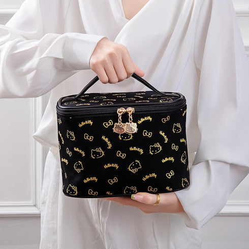 Large Cosmetic Bags Travel Makeup bag Brush Holder Zipper Organizer Storage Bag with Handle Brush for Women (Black-A)...