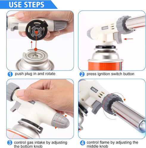 Butane Torch Kitchen Blow Lighter, IEIK 360 Degree Reverse Professional Chef Culinary Torch with Safety Lock and Adjustable Flame for Cooking Crèm...