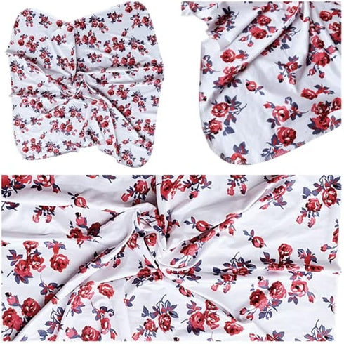 Newborn Swaddle Blanket, Baby Receiving Blanket Wrap with Headband for 0-3 Month Baby Girl and Boy, One Size (Red Floral)...