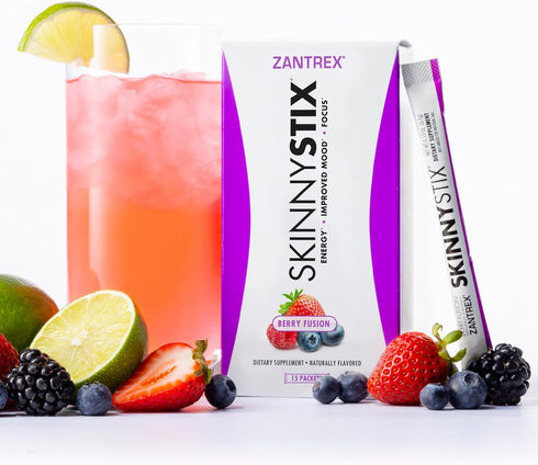 SkinnyStix Energy Drink Mix + Antioxidants. Heightens Focus, and Offers Incredible Energy, Delicious 10-Calorie Packets – 15 Packets, Berry Fusion...
