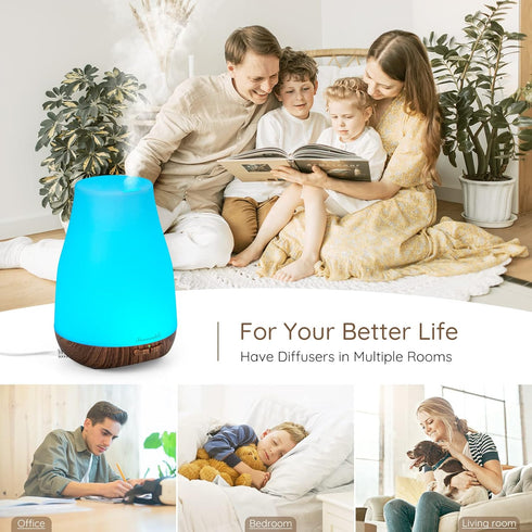 Aromatherapy Essential Oil Diffuser for Room: Air Humidifier Aroma Scent Cool Mist Diffuser Colorful Light Cute Mini Small Waterless Auto Off Ultr...