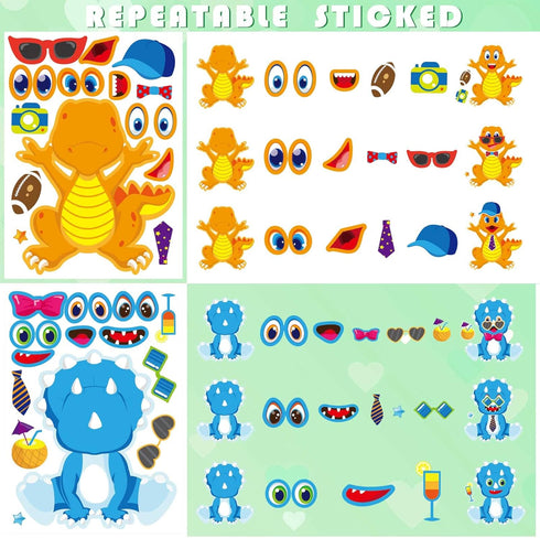 27 Pieces Make Your Own Dinosaur Stickers Make A Face Stickers for Kids Toddlers with Dinosaur System DIY Craft Stickers Kids Party Favor Supplies...