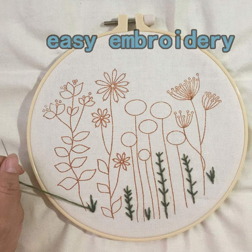 3 Sets of Beginner Embroidery Kits with 3 Patterns and 6 Needles, Needlepoint Kits for Adults,Including Embroidery Floss,3 Plastic Hoops and 3 Cot...