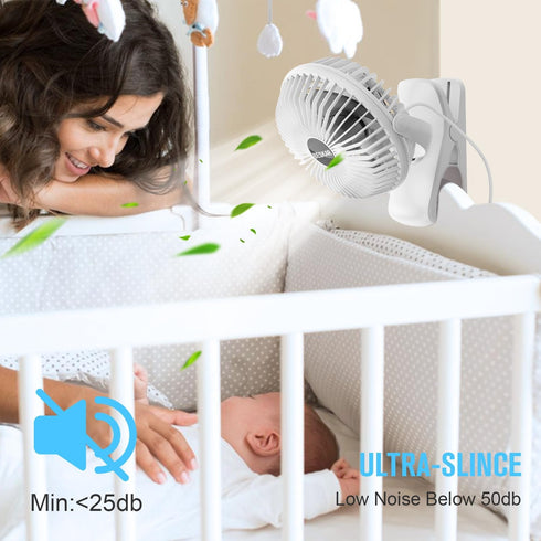 BESKAR Clip on Fan, 360° Rotation Quiet Stroller Fans with Strong Airflow,3 Speeds, Portable Small Fans with Sturdy Clamp,Perfect Personal Cooling...