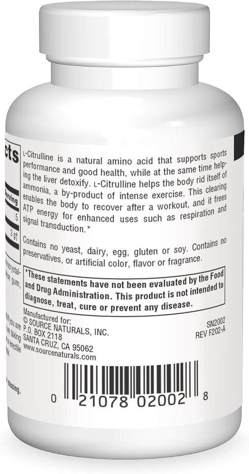 Source Naturals L-Citrulline - Supports Exercise Recovery, Energy and Detoxification*, 1,000 mg - 30 Tablets...