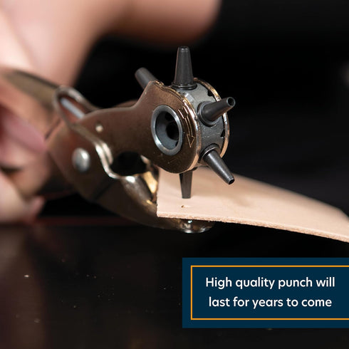 Weaver Leather Supply German Made Revolving Leather Hole Punch Tool, Adjustable Rust-Resistant Punch Pliers, Hole Maker for Belts, Gaskets, and Mo...