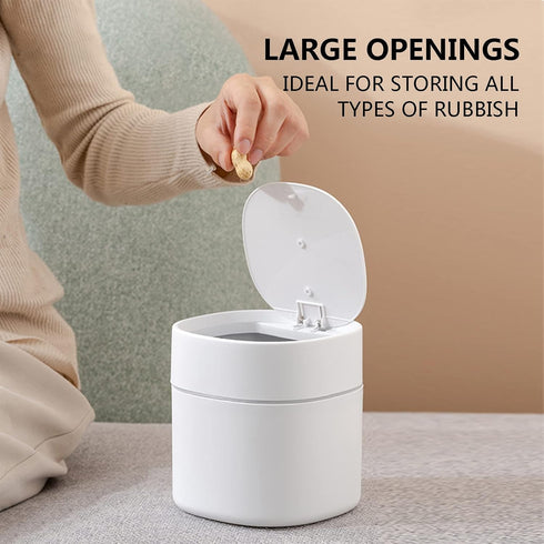 Mini Desktop Trash Can with Lid,Small Garbage Can for Countertop,Dressing Table,Bedside Etc,Free 90 Bags(White)...