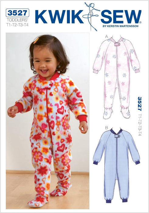 Kwik Sew K3527 Sleepers Sewing Pattern, Size T1-T2-T3-T4...