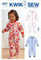 Kwik Sew K3527 Sleepers Sewing Pattern, Size T1-T2-T3-T4...