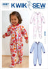 Kwik Sew K3527 Sleepers Sewing Pattern, Size T1-T2-T3-T4...