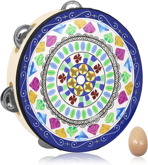 Tambourine for Kids Adults 8 inch Tamborine Percussion Musical Instrument Hand Held Drum for Kids Adults Metal Jingles Percussion Gift Apply to Fa...