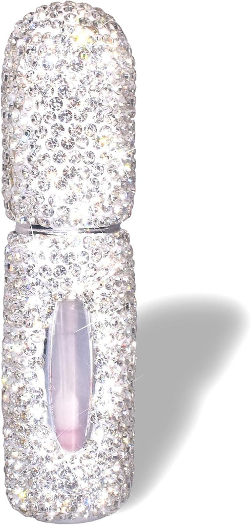 Perfume Spray Bottle 5ML White Bling Rhinestone Empty Portable Travel Fine Mist Refillable Mini Spray Dispensers for Perfume, Essential Oil...