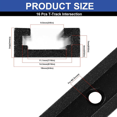 4Set T-Track Intersection kit Black for Woodworking, Universal Aluminum T Tracks Tool Accessories...