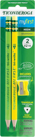 Ticonderoga My First Tri-Write Wood-Cased Pencils, Neon Assorted, 2 Count...