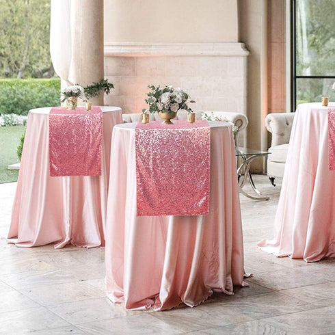 yuboo Pink Sequin Table Runners 12''x 108'', 2 Pack Fabric Glitter Runner for Summer Wedding Birthday Party Supplies Bachelorette Bridal Baby Show...