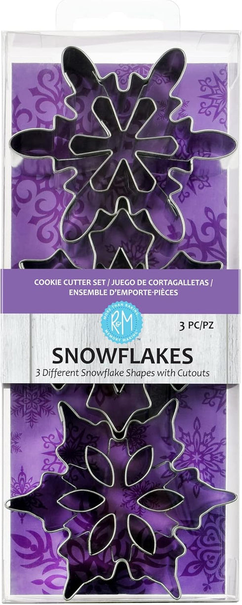 R&M International Snowflake Cookie Cutters with Interior Cut-Outs, 3" Assorted, 3-Piece Set...
