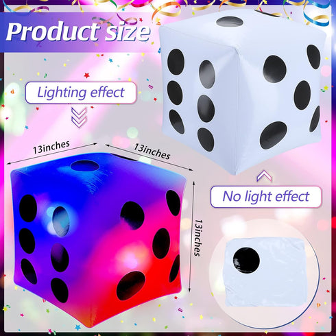 3 Pack Light up LED Jumbo Inflatable Dice Outdoor Fun Glowing Giant Inflatable Dice Set for Indoor and Outdoor Broad Game Birthday Ludo Pool Party...