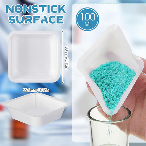 Sherr 125 Pack Weigh Boats Medium 100ml Square Disposable Plastic Trays for Scale Anti Static Plastic Pan Lab Weighing Dishes 3.15 x 3.15 Inch Eas...
