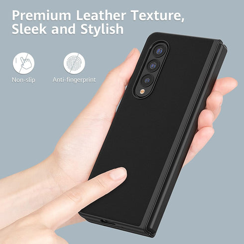 MATEPROX Compatible with Samsung Galaxy Z Fold 3 Case, Slim Thin Lightweight Protective Phone Case with Non-Slip Leather Back Cover with Electropl...