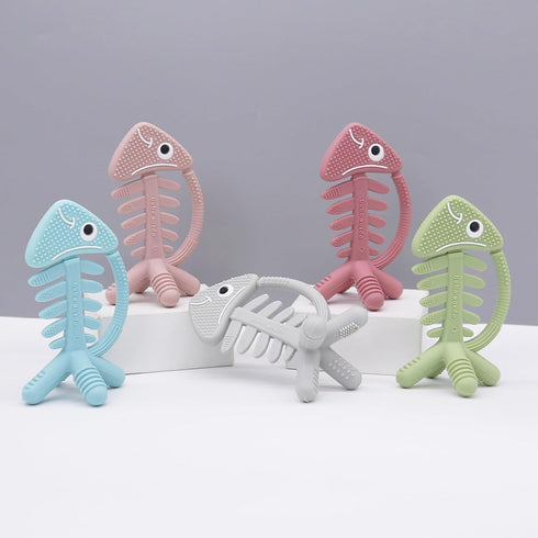 3D Fish Teething Toys for Babies 0-6 Months Baby Teether Ring 100% Silicone, Infant Newborn Toys for Teething Relief, Brain Development for Babies...
