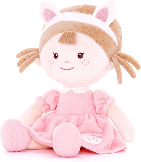 Cuddle Buddy Doll Soft Baby Doll for Girls First Baby Doll Plush Rag Doll Wear Kitty Costume PinkDress 14"?Milly series?...