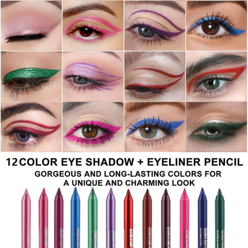 evpct 6Pcs Dark Light Royal Blue Emerald Green Purple Colored Glitter Eyeliner Pencils Set Women Waterproof...