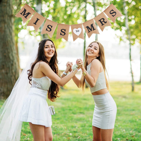 Blulu 3 Pieces Bridal Shower Decor Set Rustic Burlap Bunting Banner Gifts for Bachelorette Party Decoration(Black)...