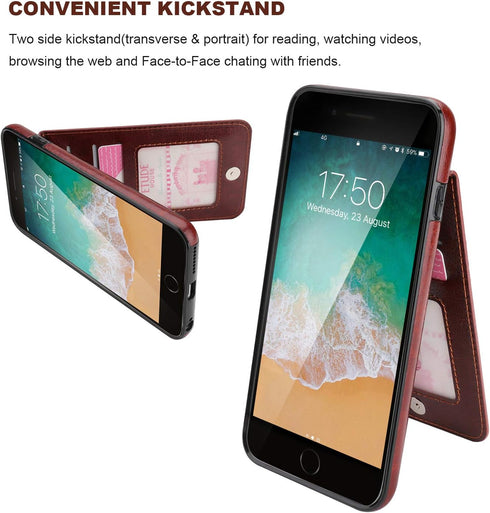 KIHUWEY Compatible with iPhone 6 Plus/6S Plus Case Wallet with Credit Card Holder, Premium Leather Magnetic Clasp Kickstand Heavy Duty Protective ...