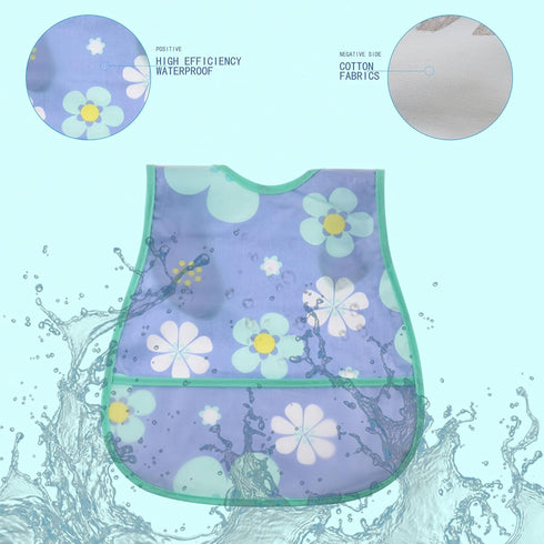 Waterproof Baby Bib Infant with Snaps Fits Baby & Toddler 6-24 Months - 4pcs (Floral Bunny Fish)...