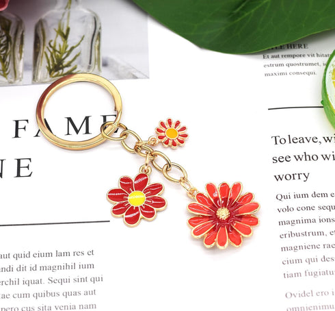 Keychains Charms for Women, Cute Daisy Bag Charm Flowers Key Chain Car Key Ring Pendant for Purse Handbag Bags Decor...
