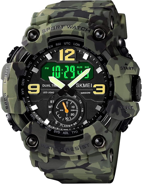 Gosasa Men's Large Face Outdoor Sports Watches Military S-Shock Watch Waterproof, Backlight, Alarm, Stopwatch Features - Rugged Wristwatch for Tra...