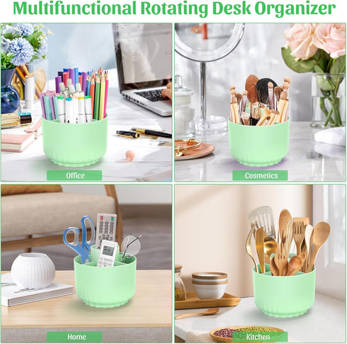 Desk Organizer,Minimalist Modern Design Pen Holder for Desk 360°Rotating Office Desk Accessories,Pencil Cup with 5 Compartments Storage Box Caddy ...