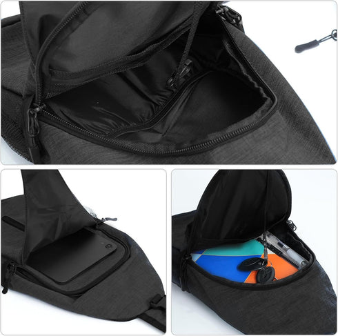 Sling-Bag Crossbody-Bag Women-Men Backpack-Daypack - Hiking Chest Travel with Water Bottle Pocket Portable Hiking Daypacks For Women Black...