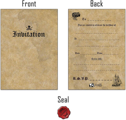20 Pirate Birthday Invitations for Children Boys and Girls Unique Roll up Like Real Pirate Scrolls...