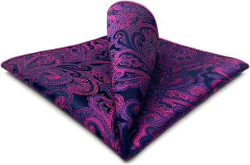 S&W SHLAX&WING Pocket Squares for Men Purple Blue Fuchsia Paisley...