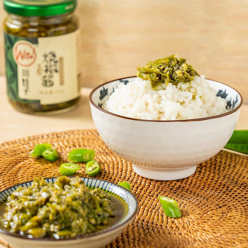 BAILINHOU Sichuan Flame Roasted Diced green chiles sauce asian 8.28oz/235g, chuanwazi green chilis canned imported of china...