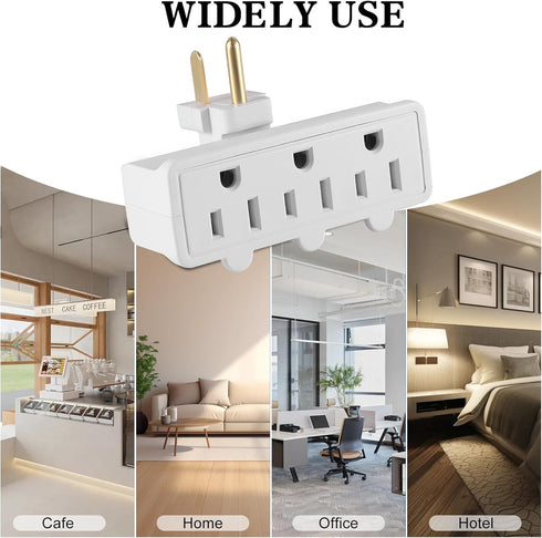 UL Listed 3 Outlet Wall Adapter, FiiMan 3-Prong Grounded 180 Degree Swivel Wall Plug Adapter Adjustable 3 Way Outlet Extender Tap (1 Pack, White)...