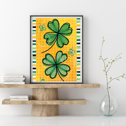 YEEIFFD 5D Diamond Painting Clover, St. Patrick's Day Diamond Art for Adults, Four Leaf Clover by Number Kits Full Drill Paint with Diamonds Art D...