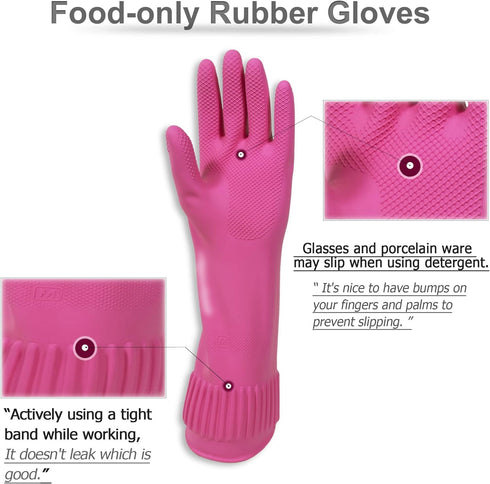 Kitchenware Mamison Quality Rubber Gloves Pink Size M, Waterproof Rubber Gloves 1 Pairs, Korean Home and Improvement Brand...