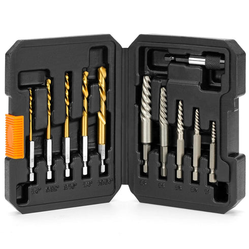 THINKWORK Easy Out Screw Extractor Set, Broken Bolt Extractor Kit, Easy Out Bolt Extractor Set & Left Hand Drill Bit Set for Removing Stripped Scr...