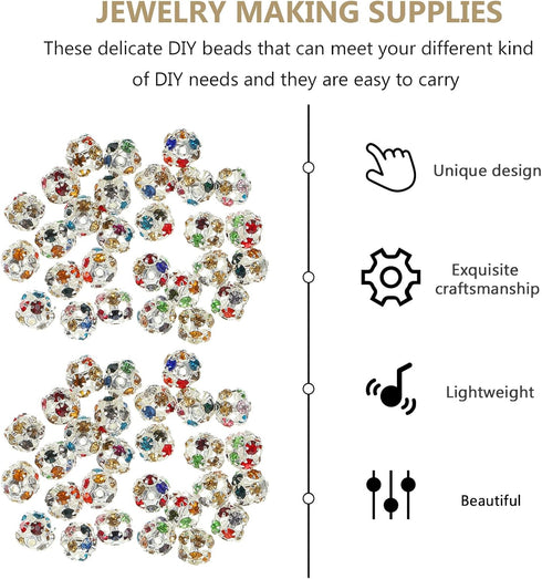 STOBOK 90pcs DIY Garland Bead DIY Beads Handcraft Beads Crystal Beads Spacers Beads Charms Bracelet Making Supplies DIY Jewelry Beads Diamond Bead...