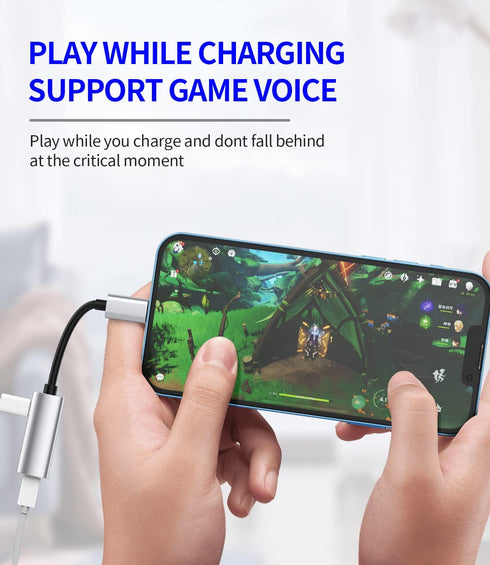 iPhone Headphone Adapter Dual Lightning Jack Dongle(2in1)Apple MFI Certified AUX Cable Splitter Audio Charge Converter for 14 13 12 11 Pro Max Min...