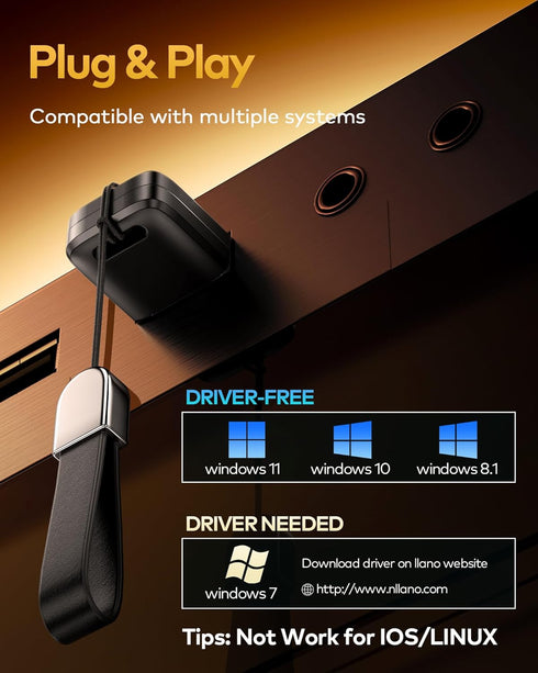 llano USB Bluetooth 5.4 Adapter for PC, Bluetooth Dongle receiver,Driver-Free, Plug & Play for Windows11/10/8.1?for Bluetooth Headphones, Mouse, K...