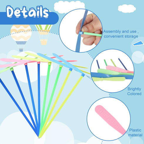100 Pcs Flying Helicopter Toys Set, 50 Propeller+ 50 Rod,Hand Helicopter, Party Favors Outdoor Toy for Kids Ages 4-8, Gift Summer Outside Yard Act...