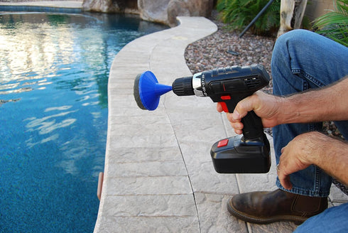 Pool Tile Cleaning Tool - Drill Attachment Cleaning Pad Removes Calcium and Hard Water Spots from Waterline Pools Tile (1 Pad)...