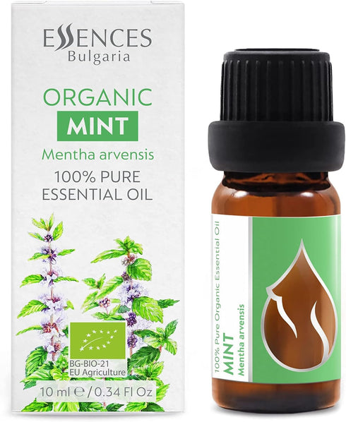 Essences Bulgaria Organic Mint Essential Oil 1/3 Fl Oz | 10ml | Mentha arvensis | 100% Pure and Natural | Undiluted | Therapeutic Grade | Family O...