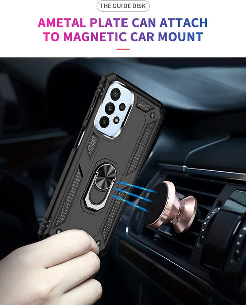 Military Grade Drop Impact for Samsung Galaxy A23 5G Case 360 Metal Rotating Ring Kickstand Holder Armor Heavy Duty Shockproof Case for Galaxy A23...