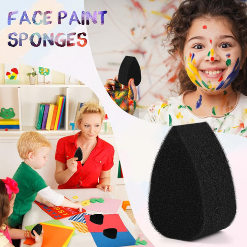 10Pcs Face Paint Sponges Painting Sponge High Density Face Painting Supplies for Art Work and Body Painting Tear Drop (Black)...